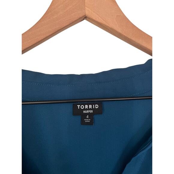 Torrid Womens Harper Collard 3/4 Sleeve Blouse Top Legion Blue Size 4X - Picture 3 of 6